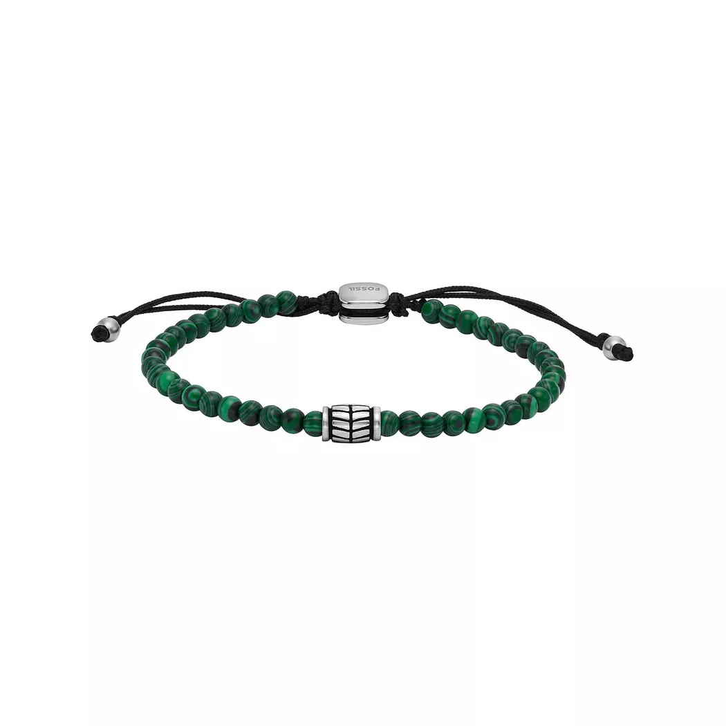 Armband FOSSIL "Schmuck Geschenk Edelstahl Armschmuck JEWELRY", grün (edelstahlfarben, schwarz, grün, grün), Armbänder, Damen, 24cm, Edelstahl, Armband, mit Hämatit, Tigerauge, Sodalith oder Malachit