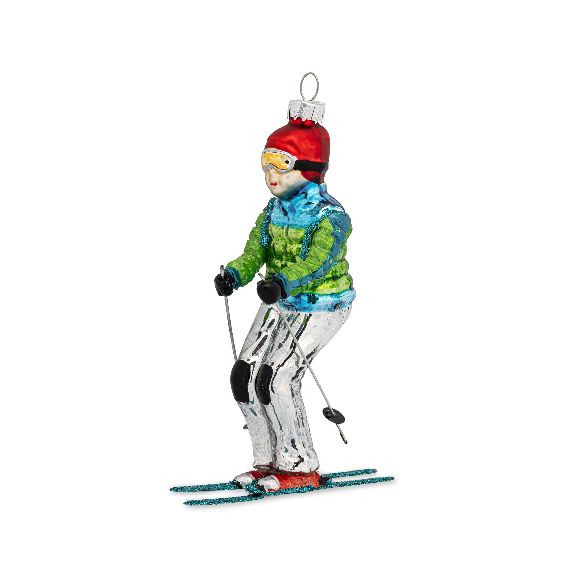 Manor Collections Pendentif de sapin de Noël original Ornament Boy Downhill Skiing 