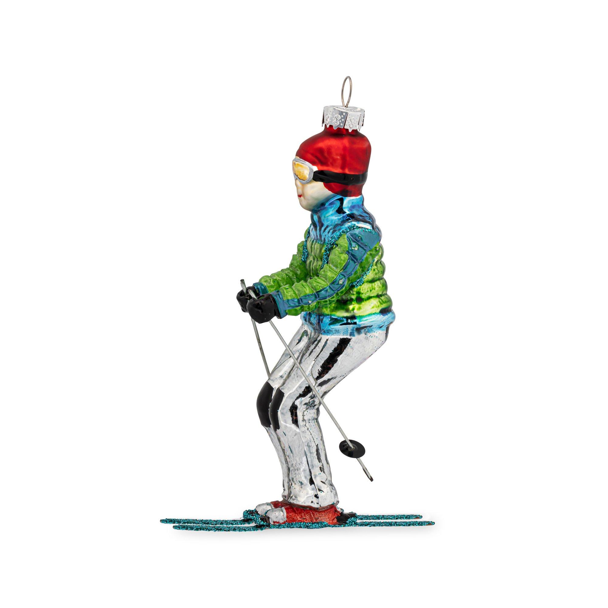 Manor Collections Pendentif de sapin de Noël original Ornament Boy Downhill Skiing 