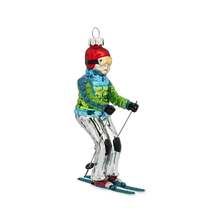 Manor Home Pendentif de sapin de Noël original Ornament Boy Downhill Skiing 