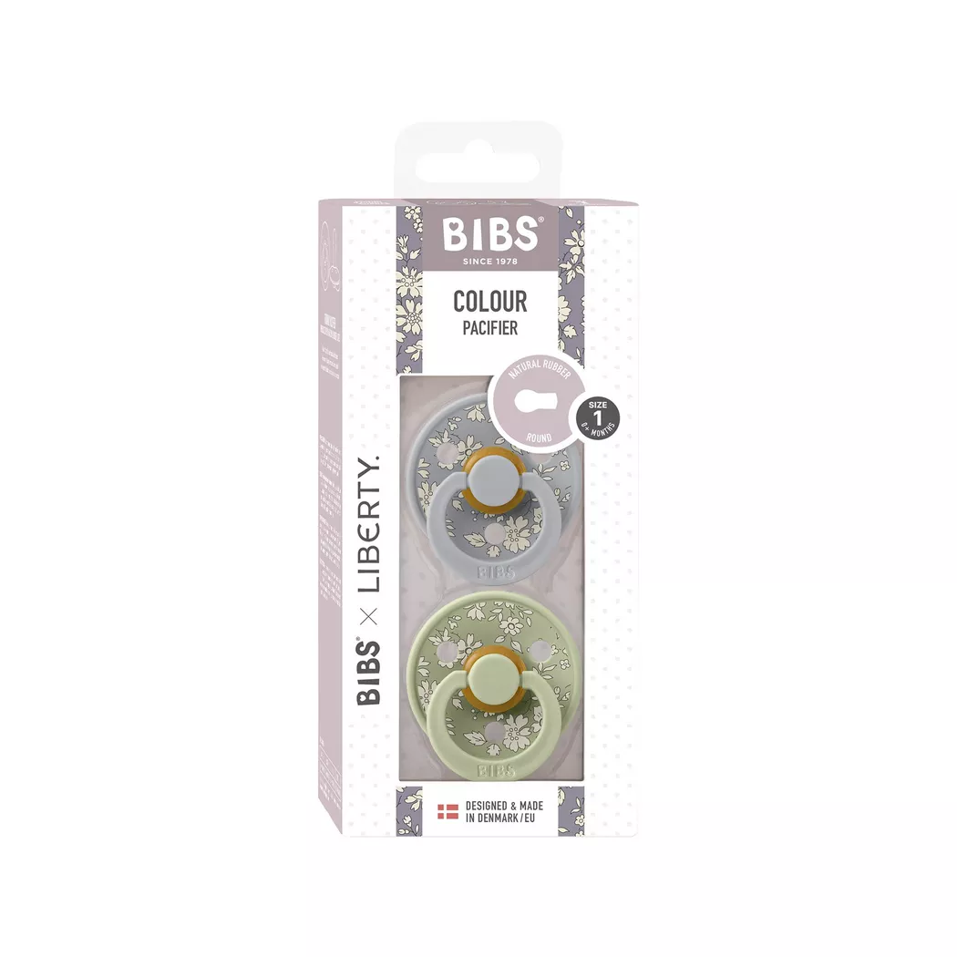 BIBS - Schnuller,  x Liberty 2 PACK Colour Capel Latex Size 1 Sage Mix, 0-6M, Multicolor
