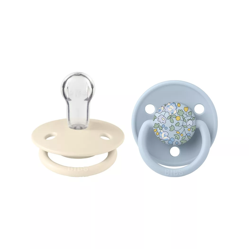 BIBS - Schnuller,  x Liberty 2 PACK De Lux Eloise Silicone Onesize Baby Blue Mix, One Size, Himmelblau