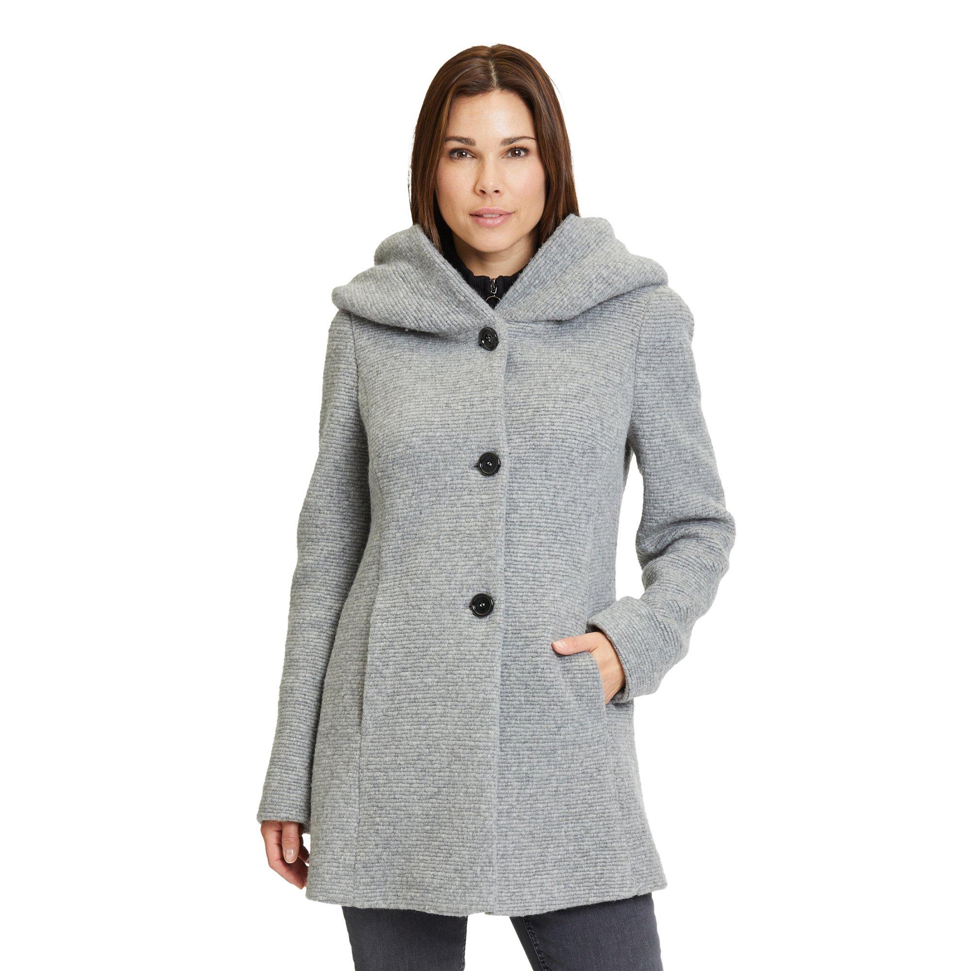 Image of Wolljacke Mit Kapuze Damen Grau 34
