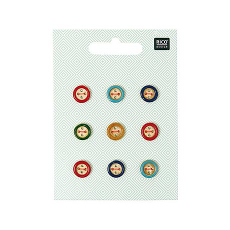 RICO-Design Knopf mix 9 Stück mit Loch zum Annähen 