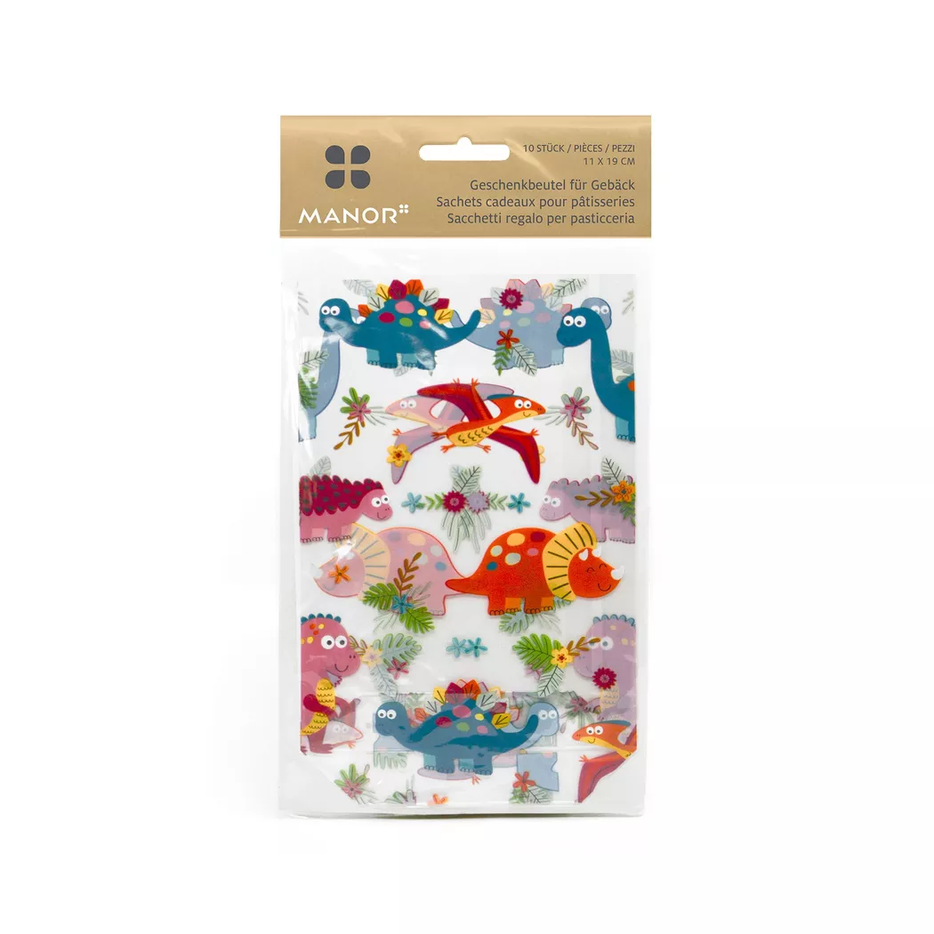 Manor - Klarsichtbeutel für Gebäck, 11 x 19 cm, Multicolor