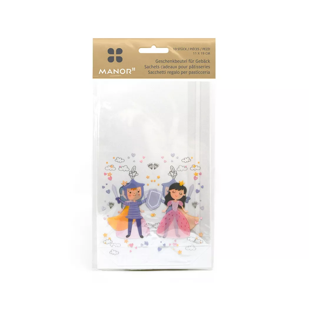 Manor - Klarsichtbeutel für Gebäck, 11 x 19 cm, Multicolor
