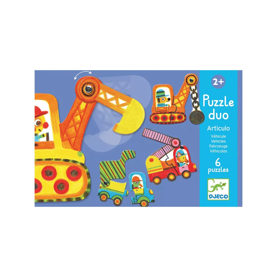 Djeco - Puzzle Duo Fahrzeuge, Multicolor