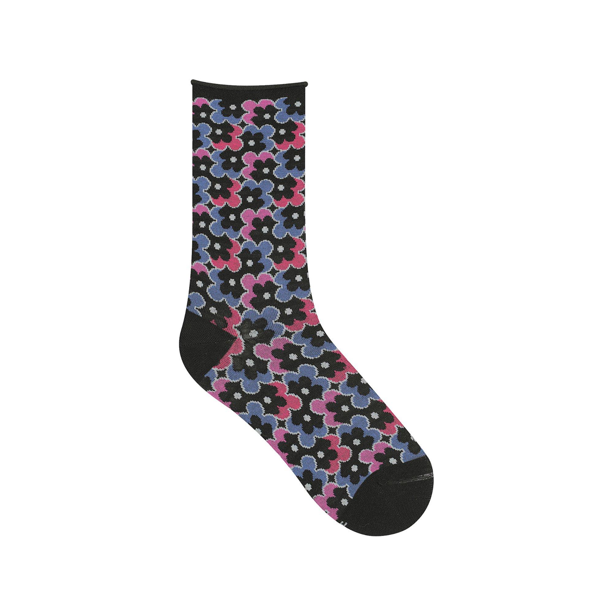 BLEU FORET VELOUTÉES FLEURS POP Chaussettes 