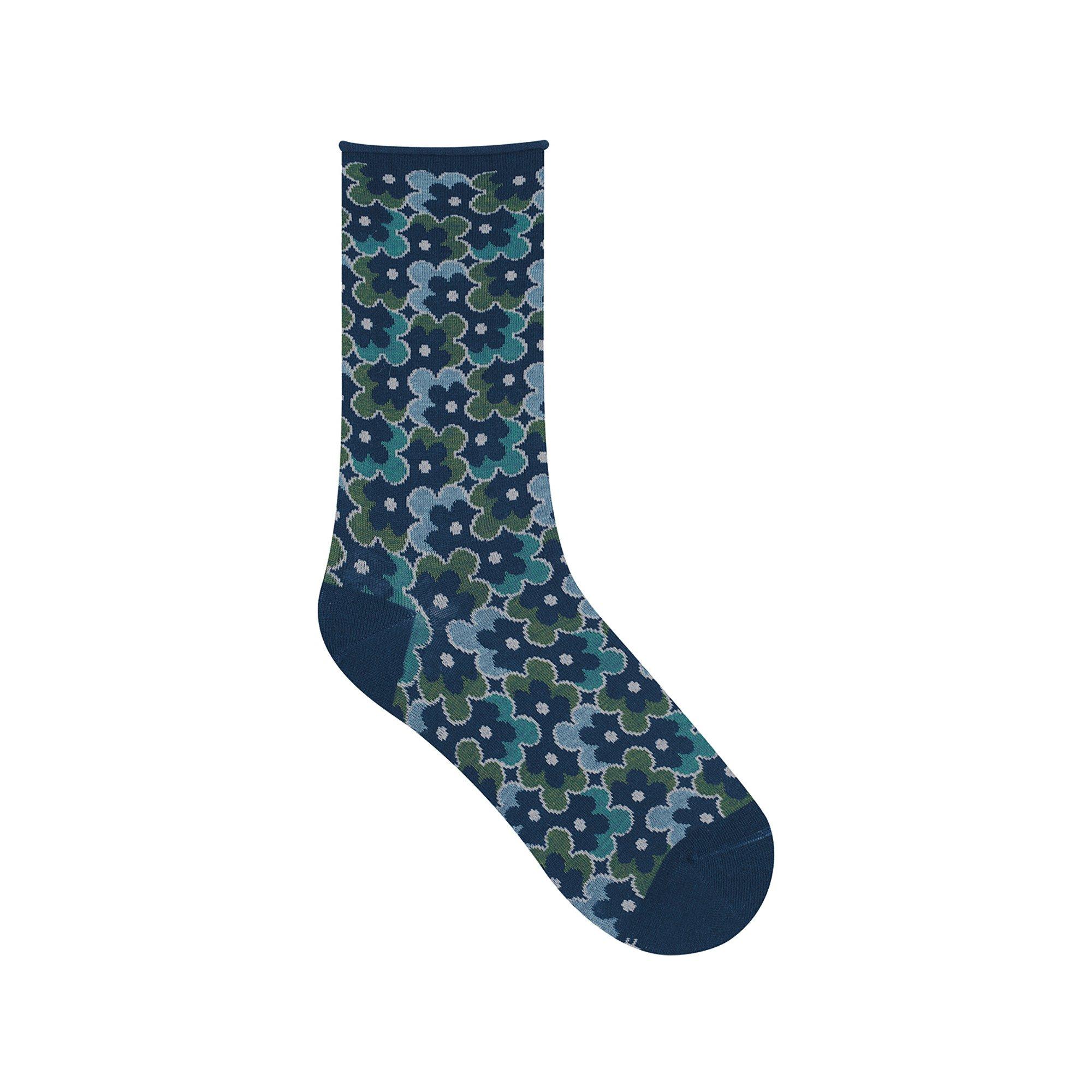 BLEU FORET VELOUTÉES FLEURS POP Socken 