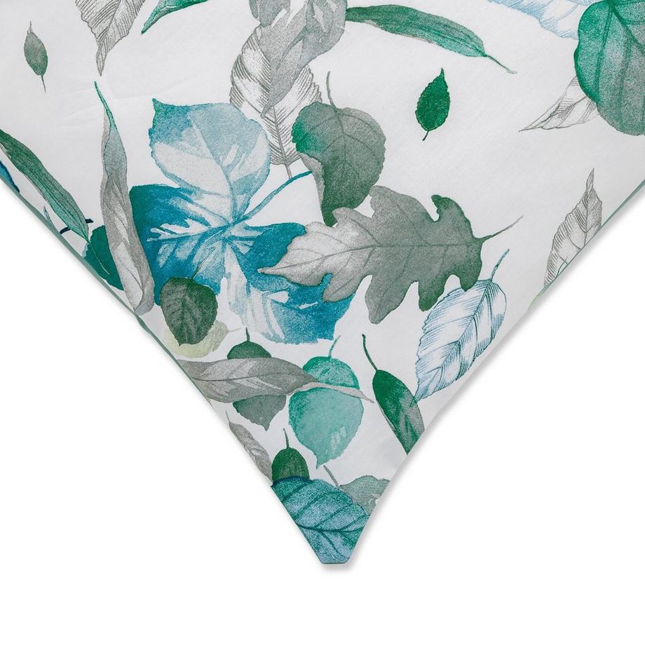 FAZZINI Taie d'oreiller en satin à motif de feuilles  