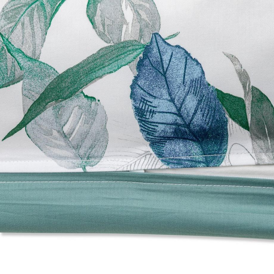 FAZZINI Taie d'oreiller en satin à motif de feuilles  