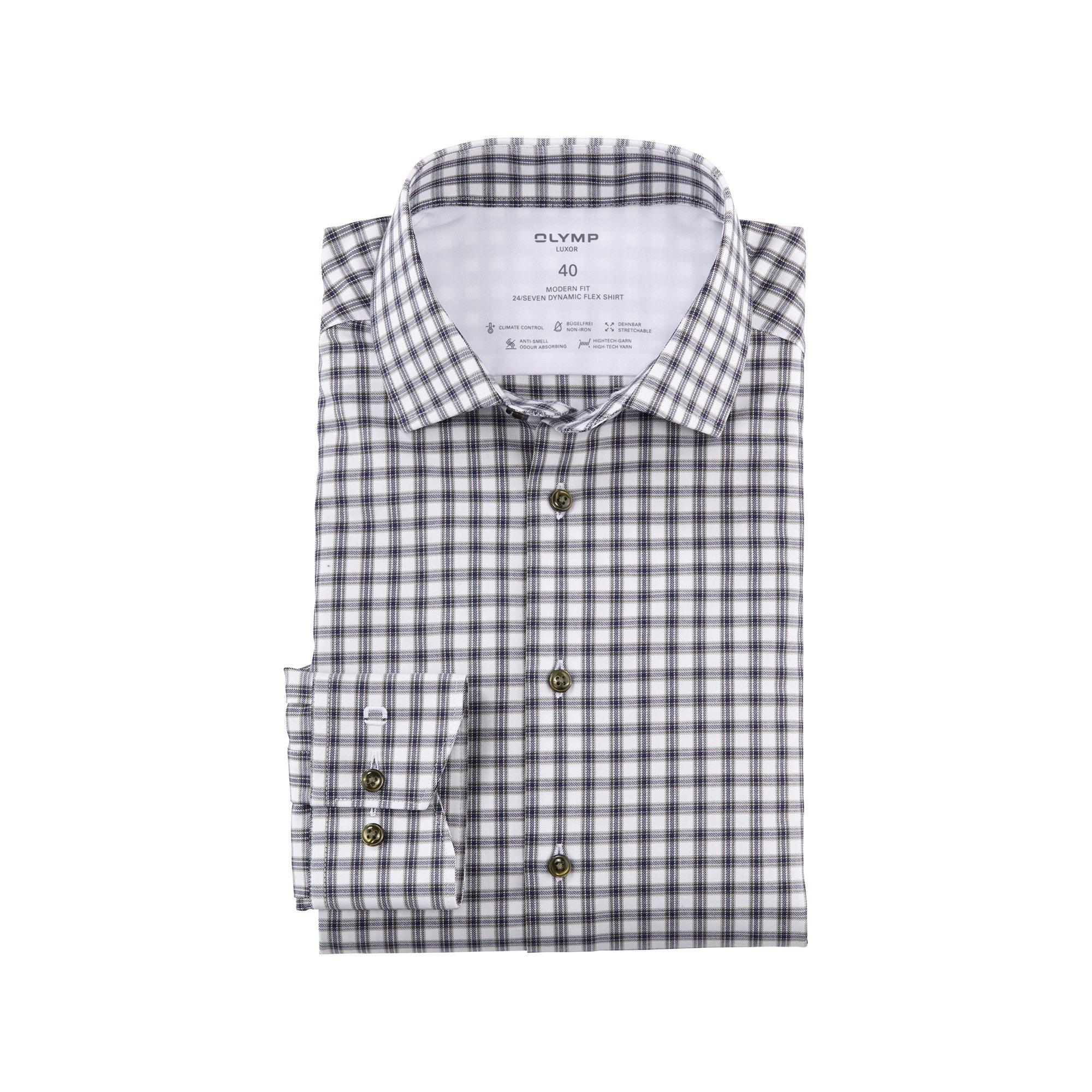 Image of Hemd, Modern Fit, Langarm Herren Olivegrün 40