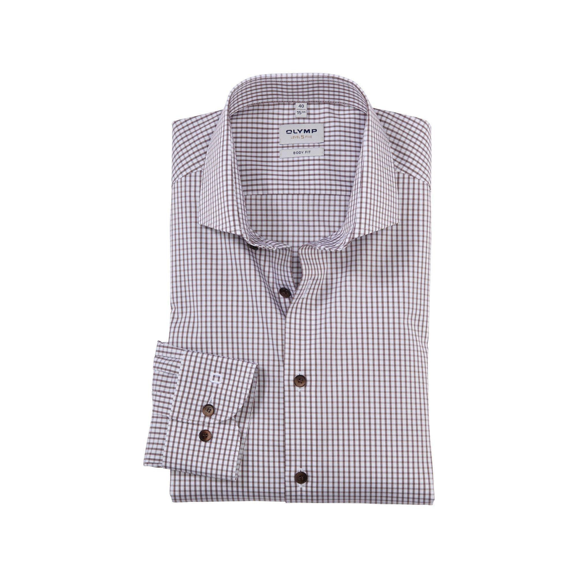 Image of Hemd, Body Fit, Langarm Herren Braun 40