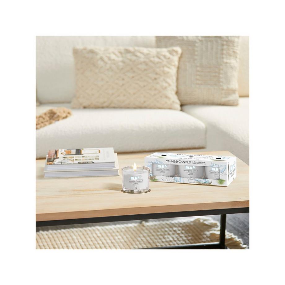 Yankee Candle Signature Bougie parfumée en verre Clean Cotton 