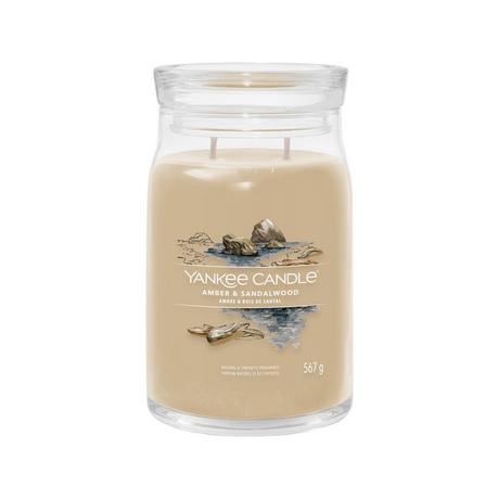 Yankee Candle Signature Bougie parfumée en verre Amber & Sandalwood 