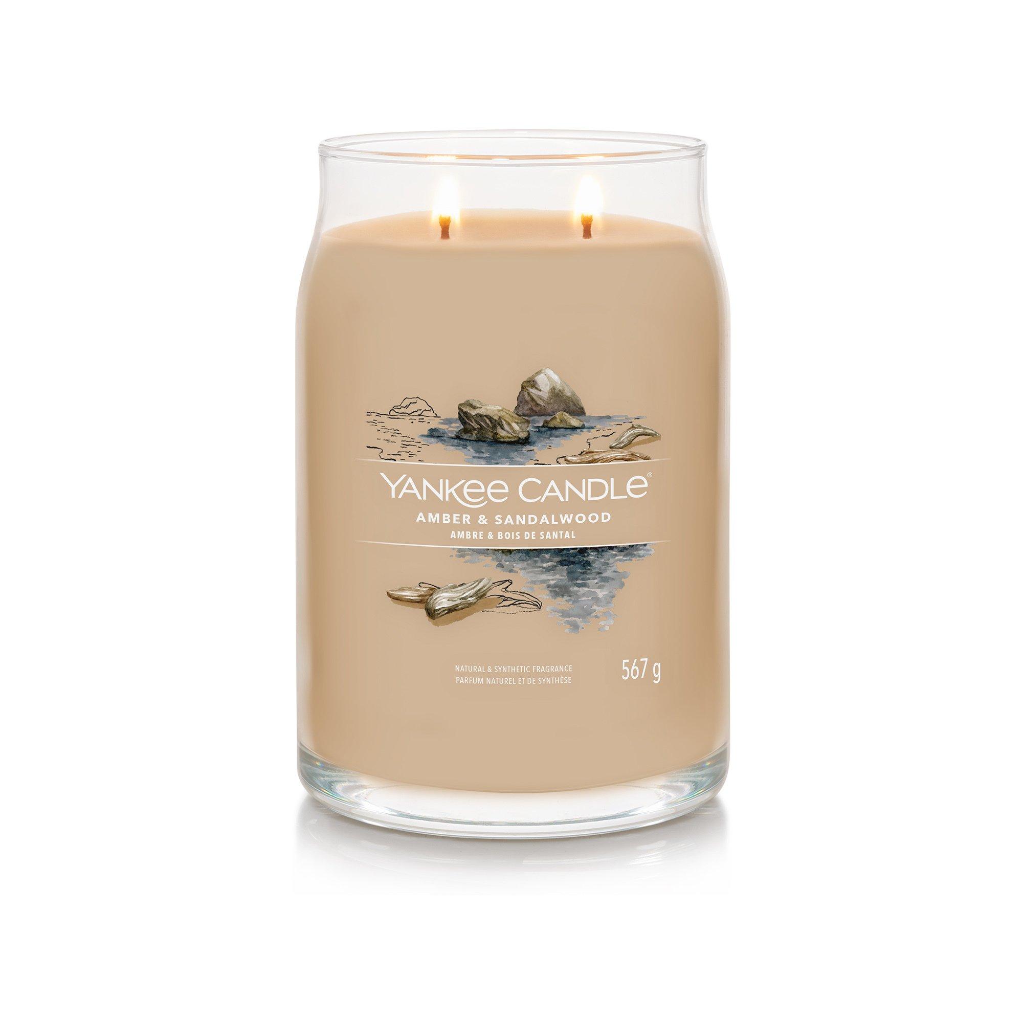 Yankee Candle Signature Bougie parfumée en verre Amber & Sandalwood 