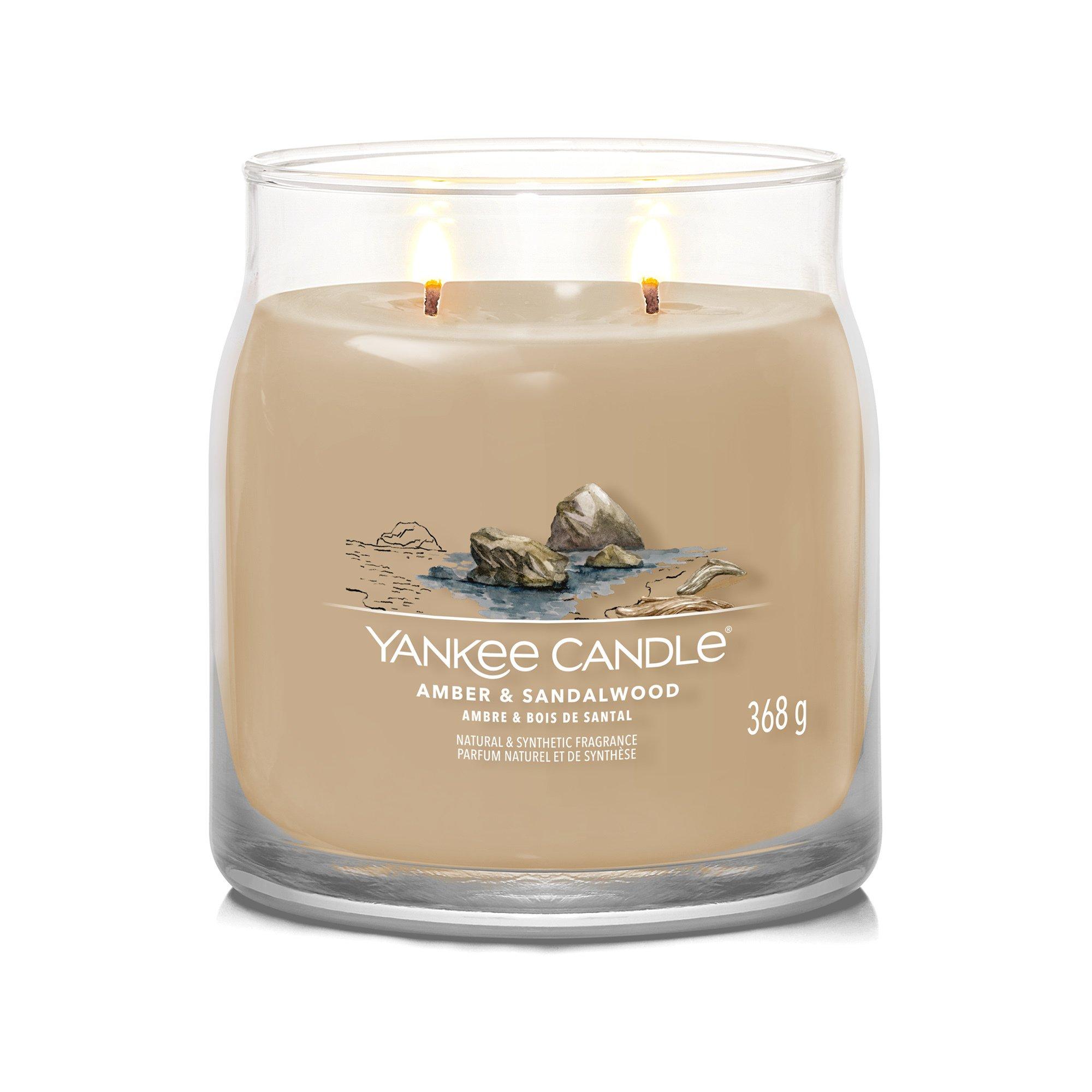 Yankee Candle Signature Bougie parfumée en verre Amber & Sandalwood 