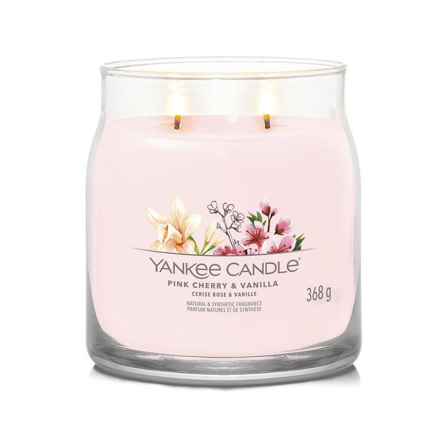 Yankee Candle Signature Bougie parfumée en verre Pink Cherry & Vanilla 