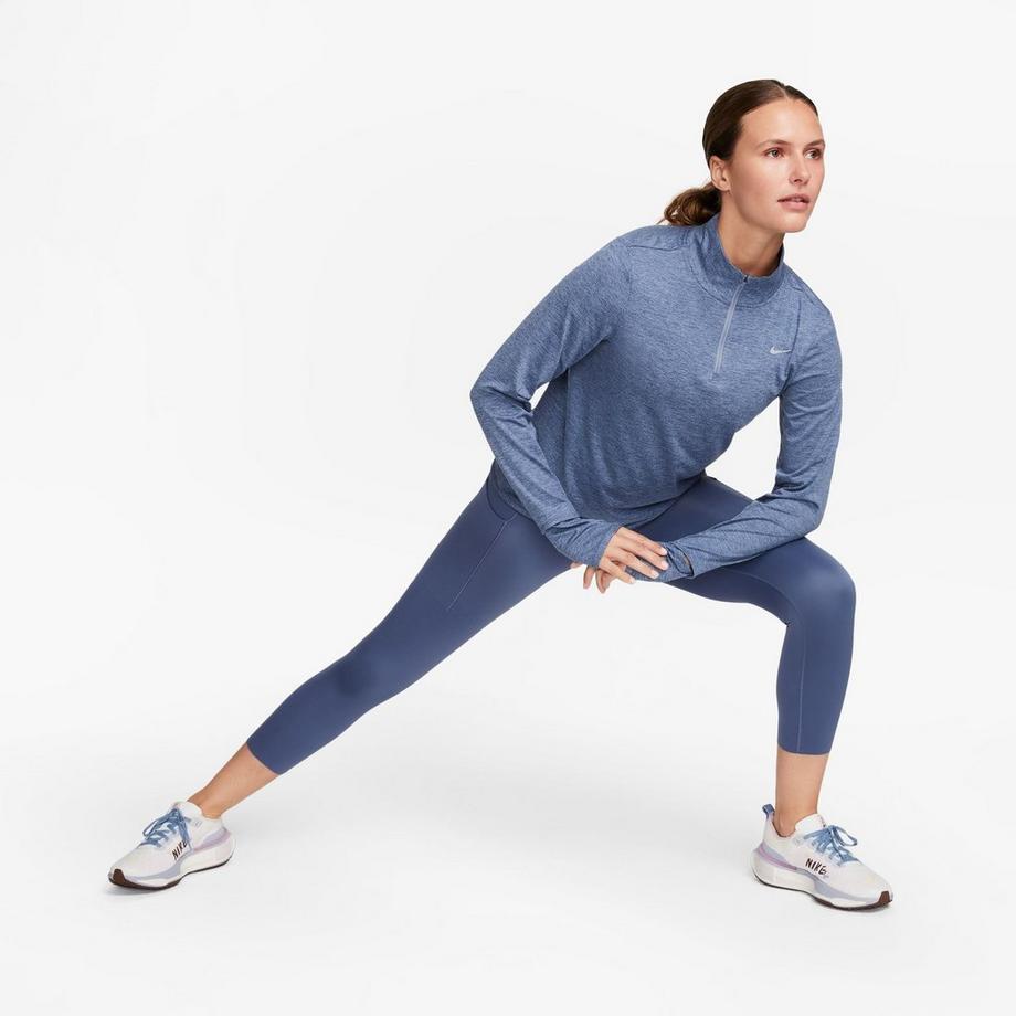 NIKE W NK SWIFT ELMNT DF UV HZ TOP T-shirt, col rond, manches longues 