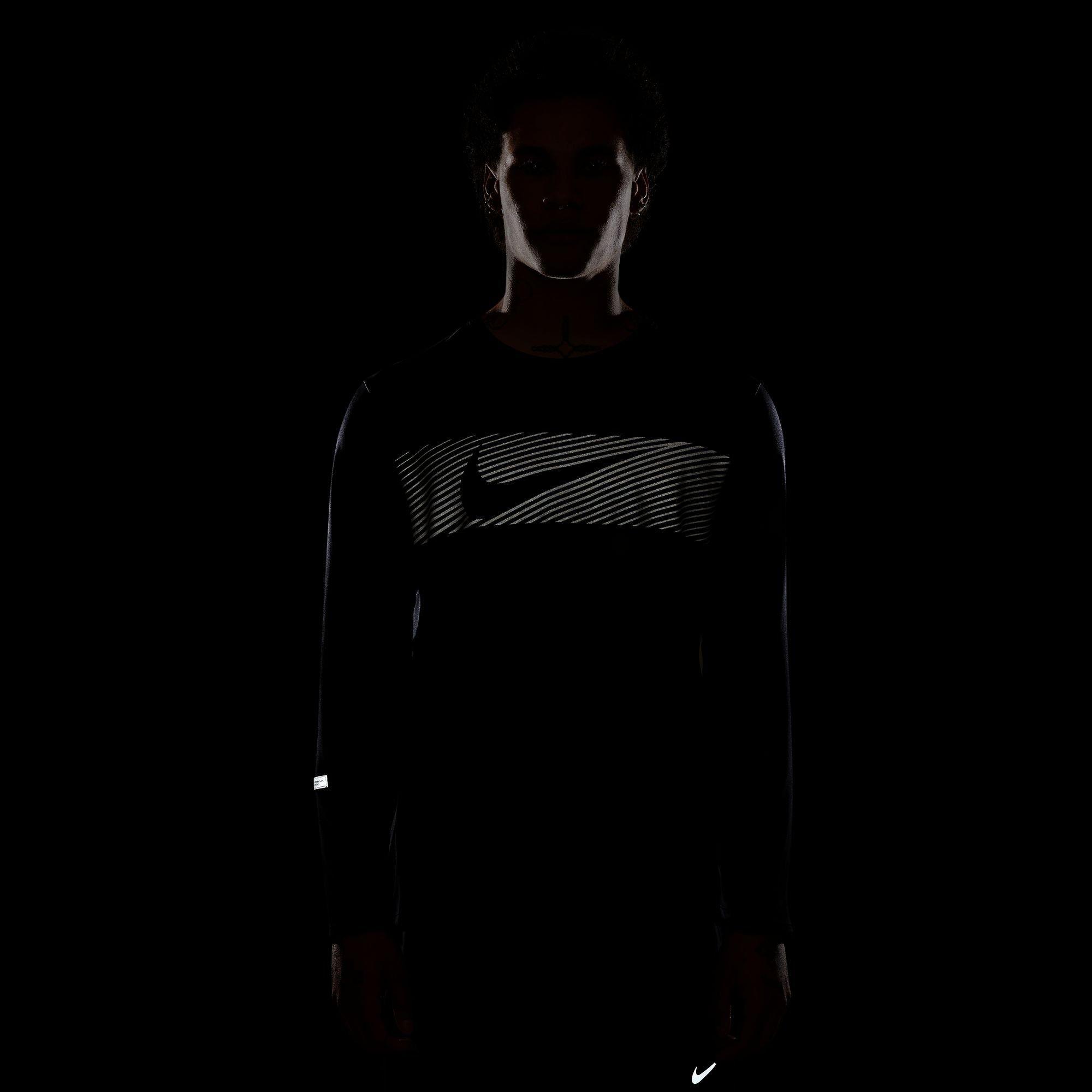 NIKE M NK DF UV MILER TOP LS FLASH T-shirt girocollo, maniche lunghe 