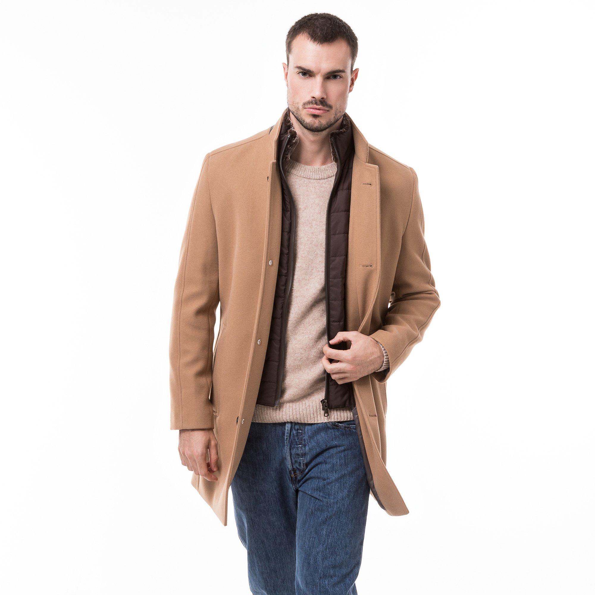 Image of Kurzer Mantel, Gerader Fit Herren Camel 58