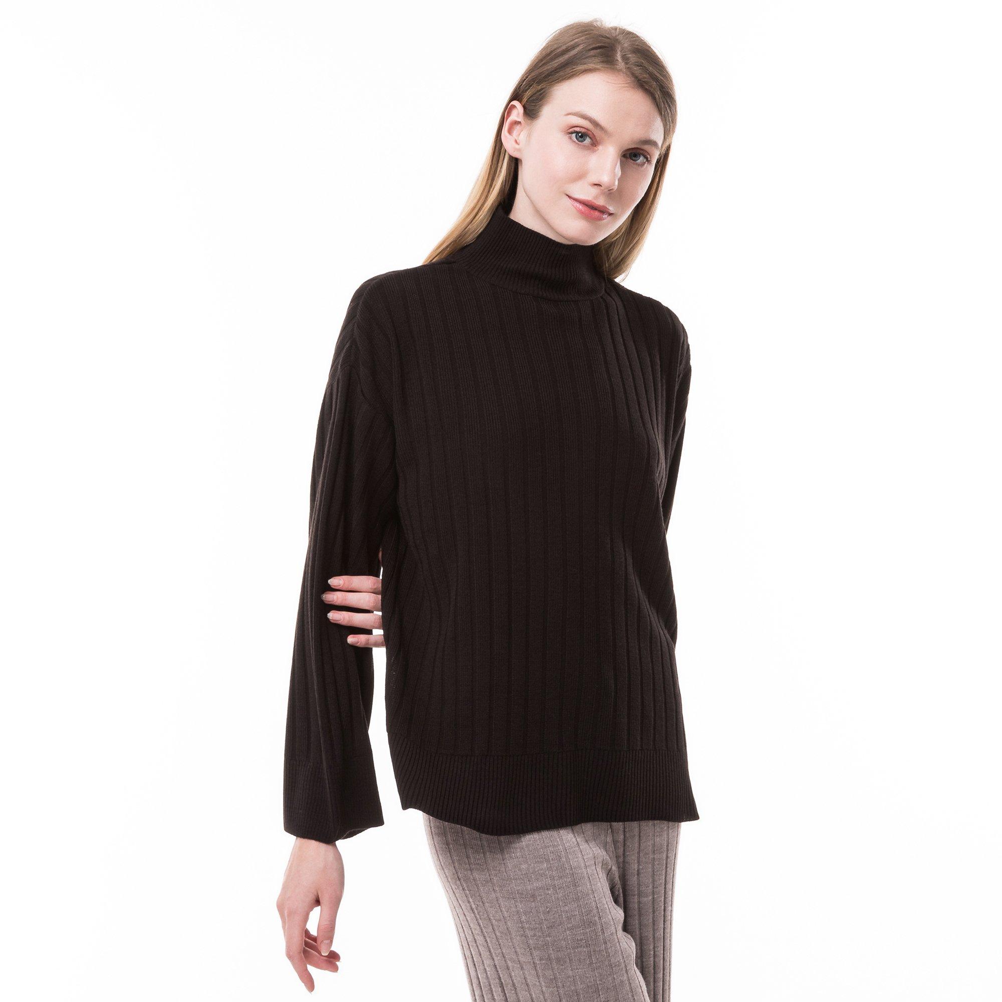 Image of Pullover, Stehkragen, Langarm Damen Black S