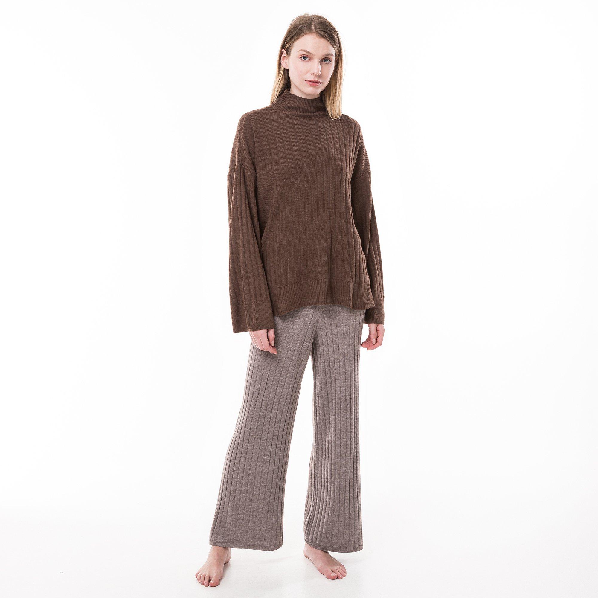 Image of Pullover, Stehkragen, Langarm Damen Braun S