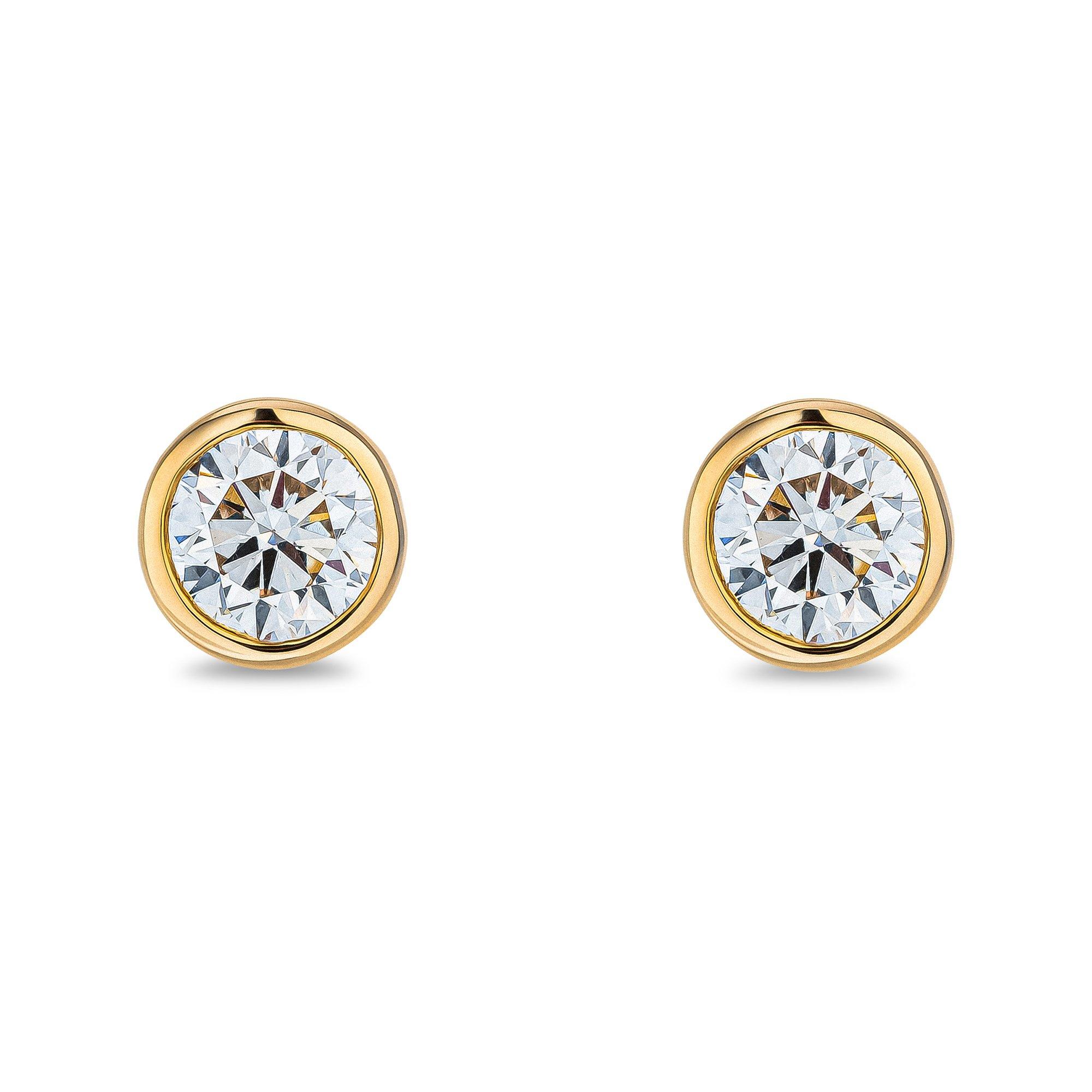 Boucles D'oreilles Bouton En Or Jaune 18 Carats (750) - Clips Pour Lobe - Marque Italienne - Neuf Avec étiquettes - Cadeau Anniversaire