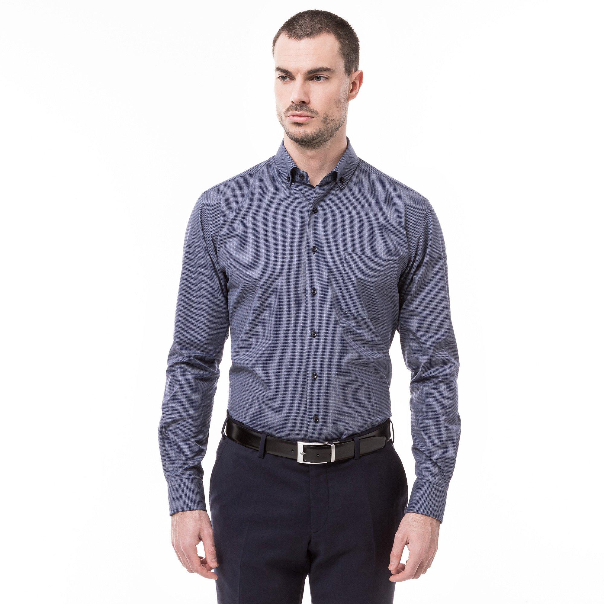 Image of Hemd, Body Fit, Langarm Herren Marine S