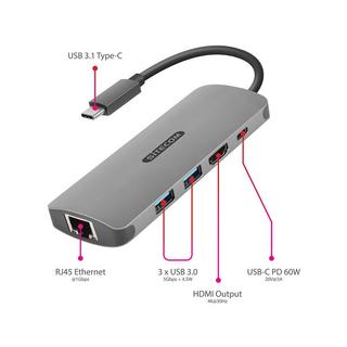 SITECOM CN-379 USB-C 3.1 - HDMI™/Gigabit LAN & USB-C Pow.De. Adattatore 
