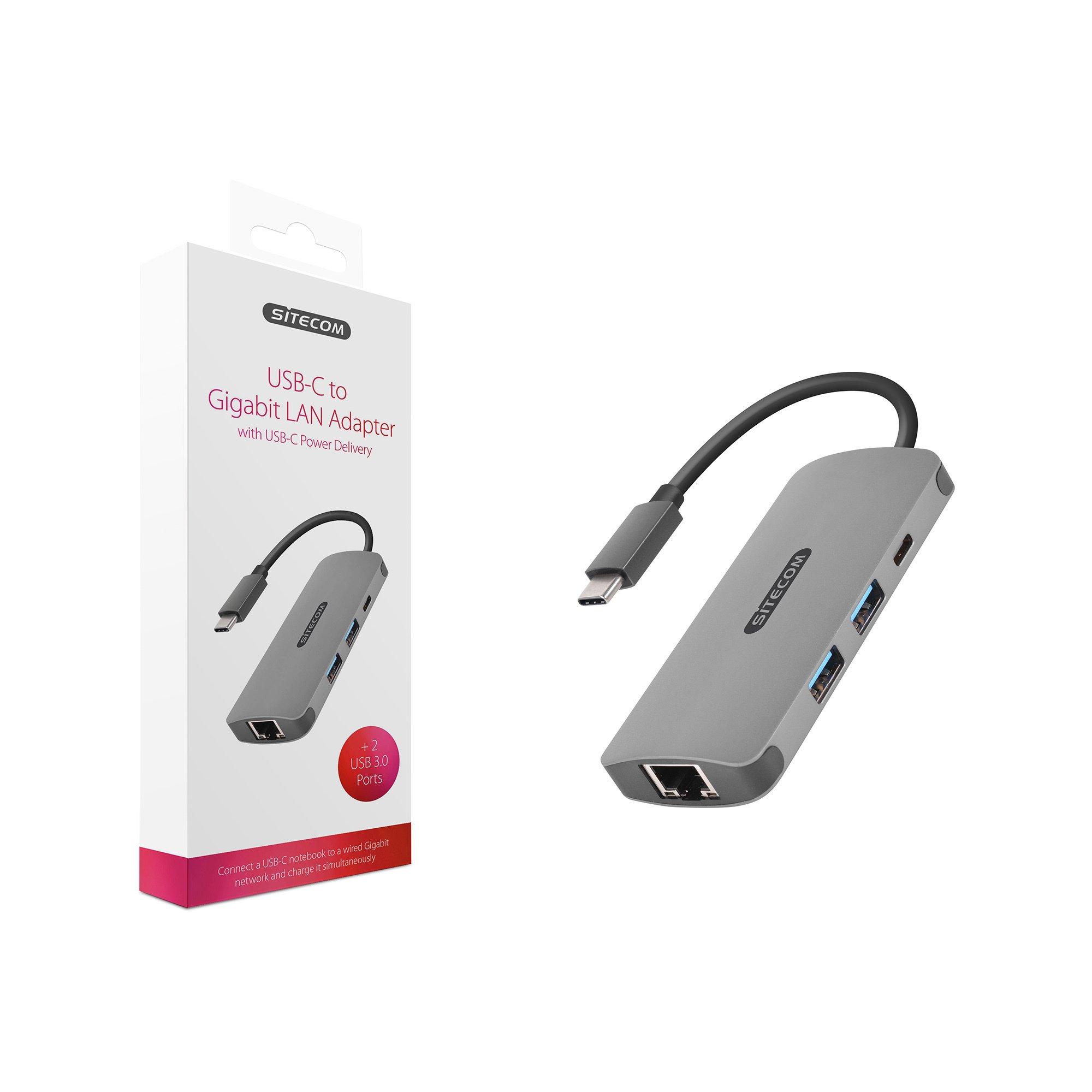 SITECOM CCN-378 USB-C 3.1 - Gigabit LAN & USB-C Power Delivery Adaptateur 