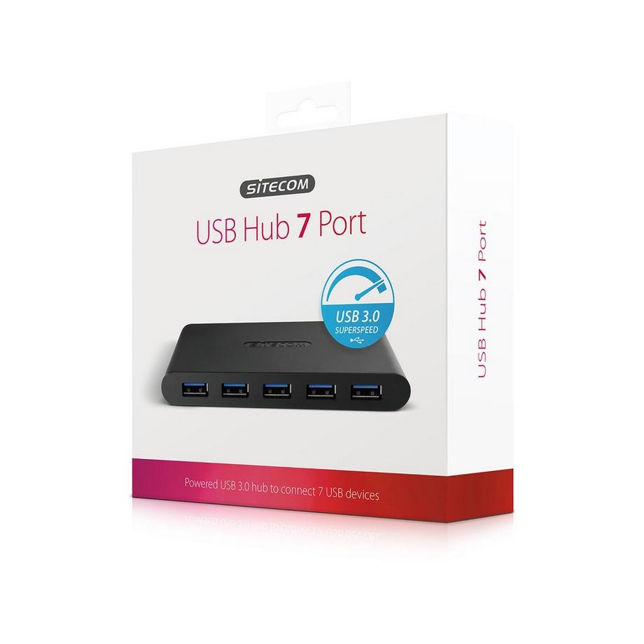 SITECOM CN-084 USB 3.0 Hub, 7 Port USB-Hub USB 3.0 