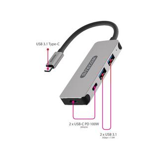 SITECOM CN-384 USB-C 3.1 Hub - 4 Ports, 2x USB-A, 2x USB-C USB-C HUB 
