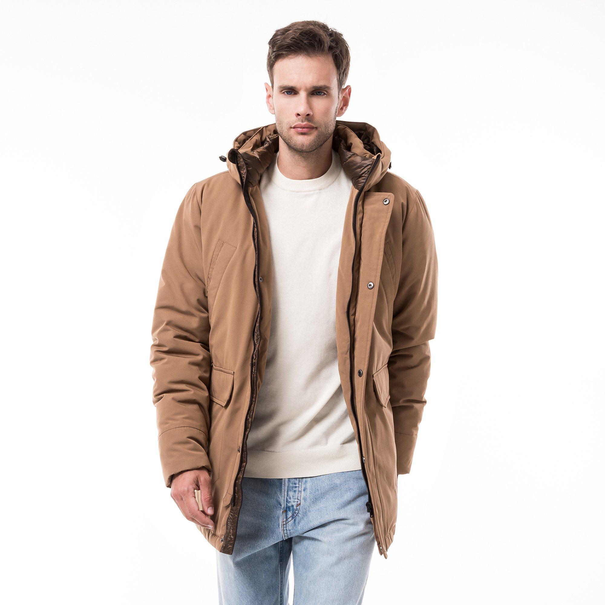 Image of Jacke, Wattiert Mit Kapuze Herren Braun XL