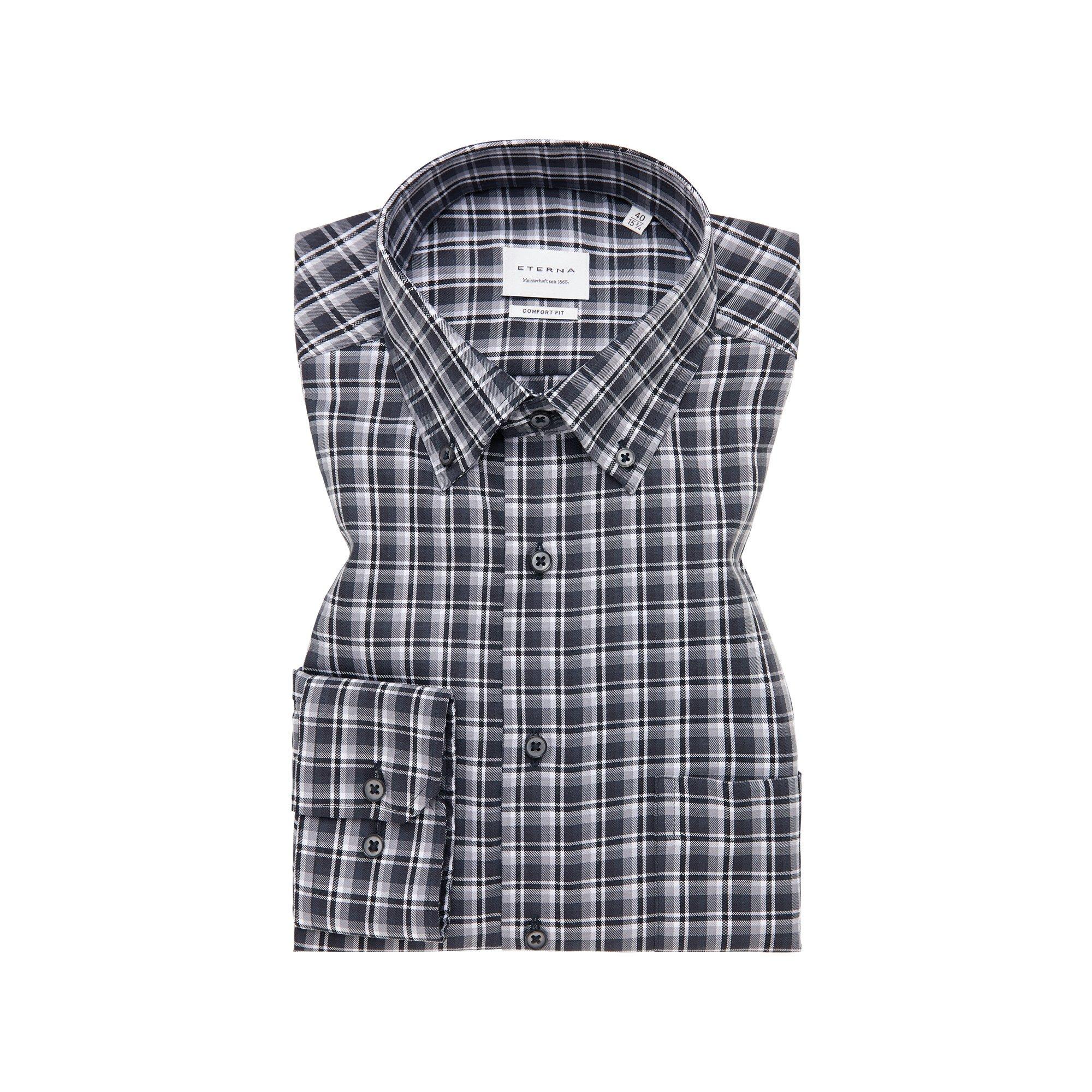 ETERNA Comfort Fit Chemise Manches Longues Carreaux  