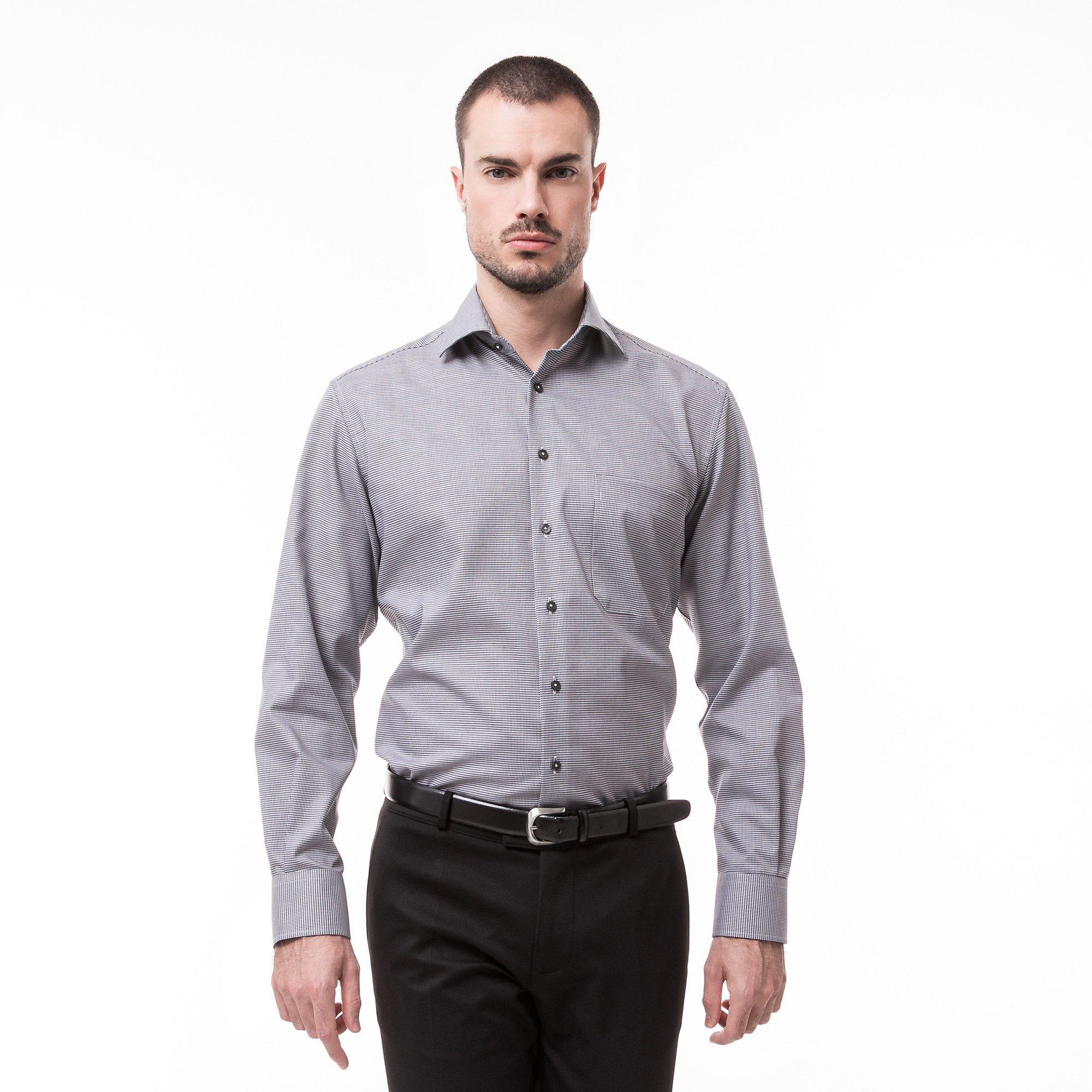 Image of Hemd, Langarm Herren Schwarz/Weiss 41