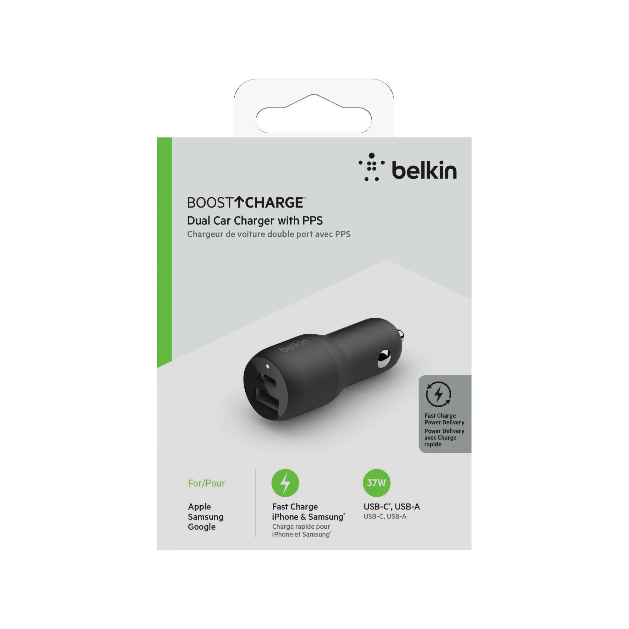 belkin Boost Charge 37W USB-C USB-A Car Charger Adaptateur secteur USB 