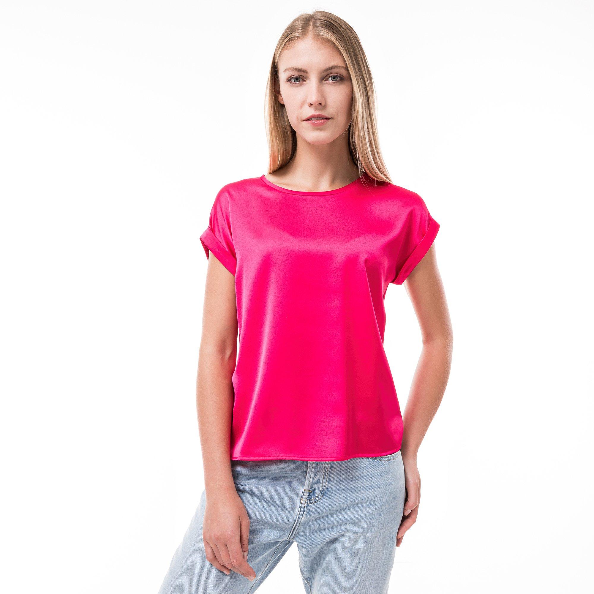 Image of T-shirt, Rundhals, Kurzarm Damen Fuchsia S