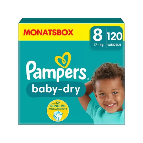 Pampers  Baby Dry taille 8, boîte mensuelle 