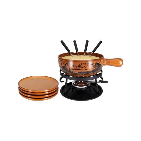 NOUVEL Service à fondue au fromage Swiss Alps 