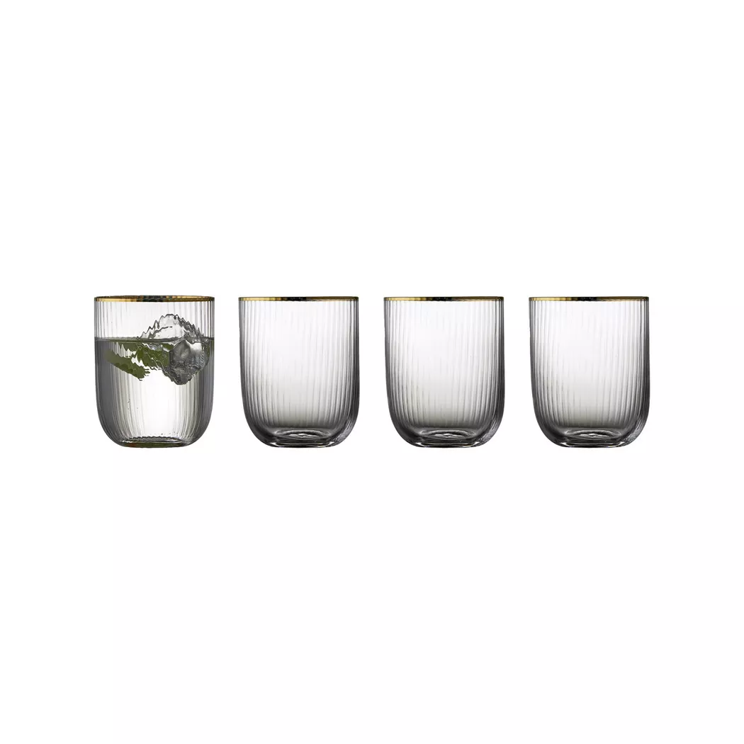Lyngby Glas - Wasserglas, 4 Stück, 350 ml, Gold