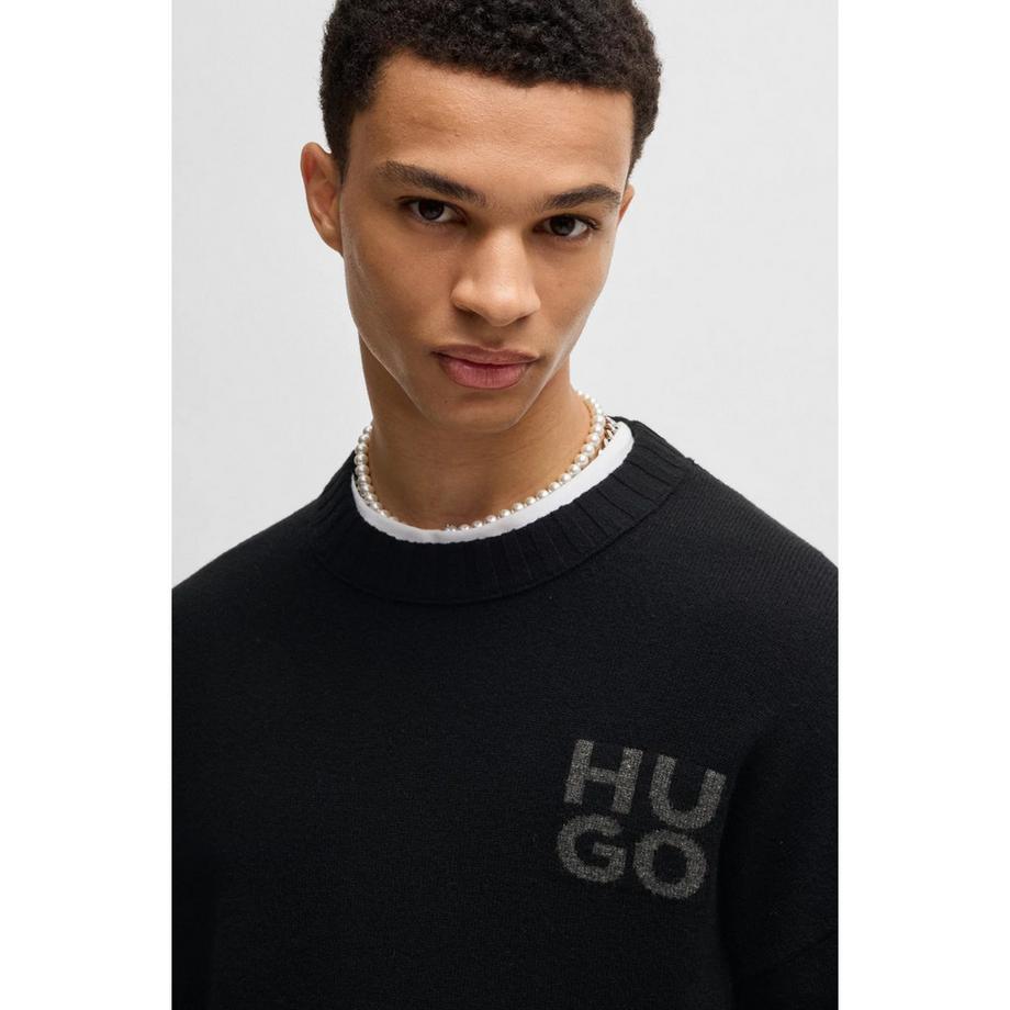 HUGO San Cassio-L Relaxed Fit Rundhals Pullover  