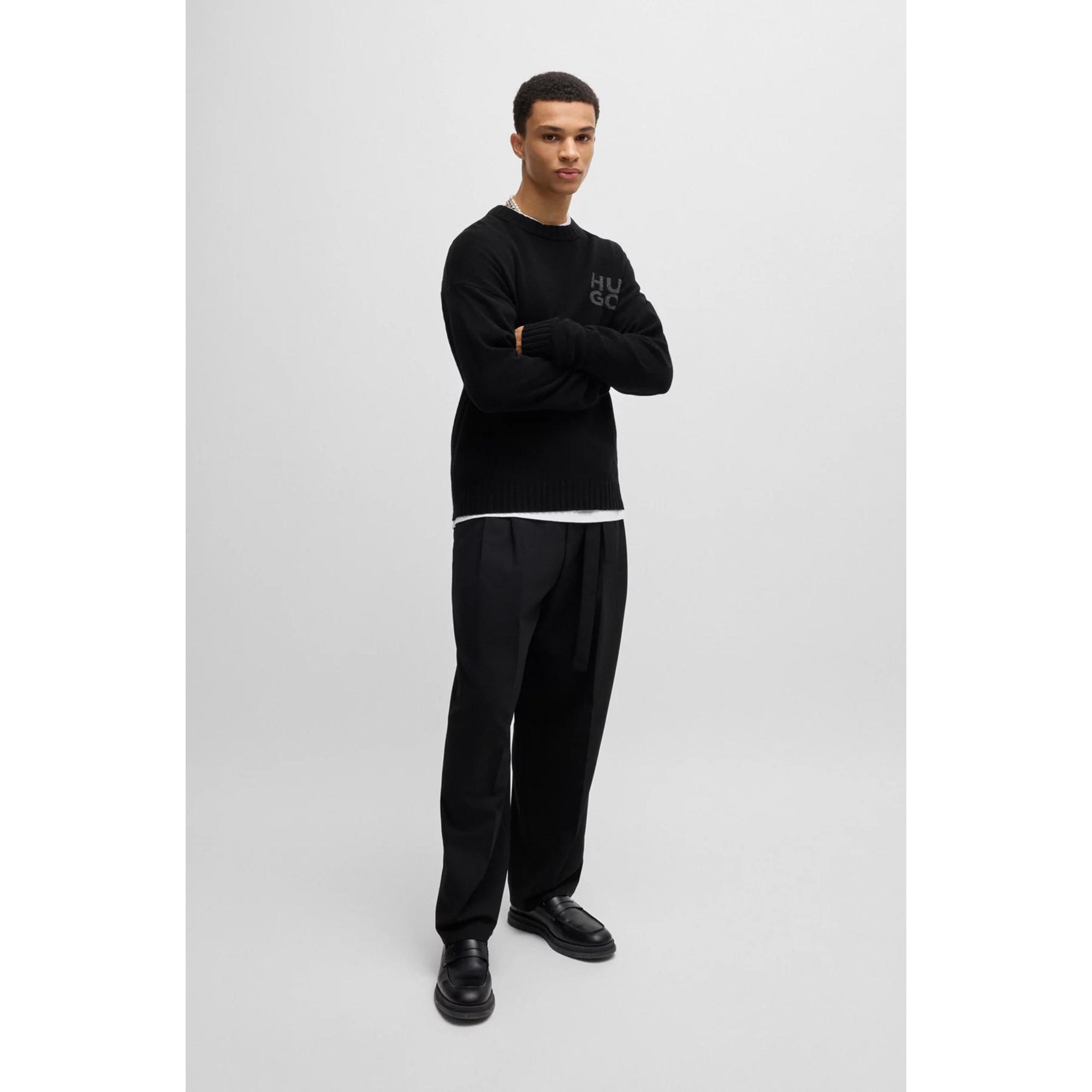 HUGO San Cassio-L Relaxed Fit Rundhals Pullover  