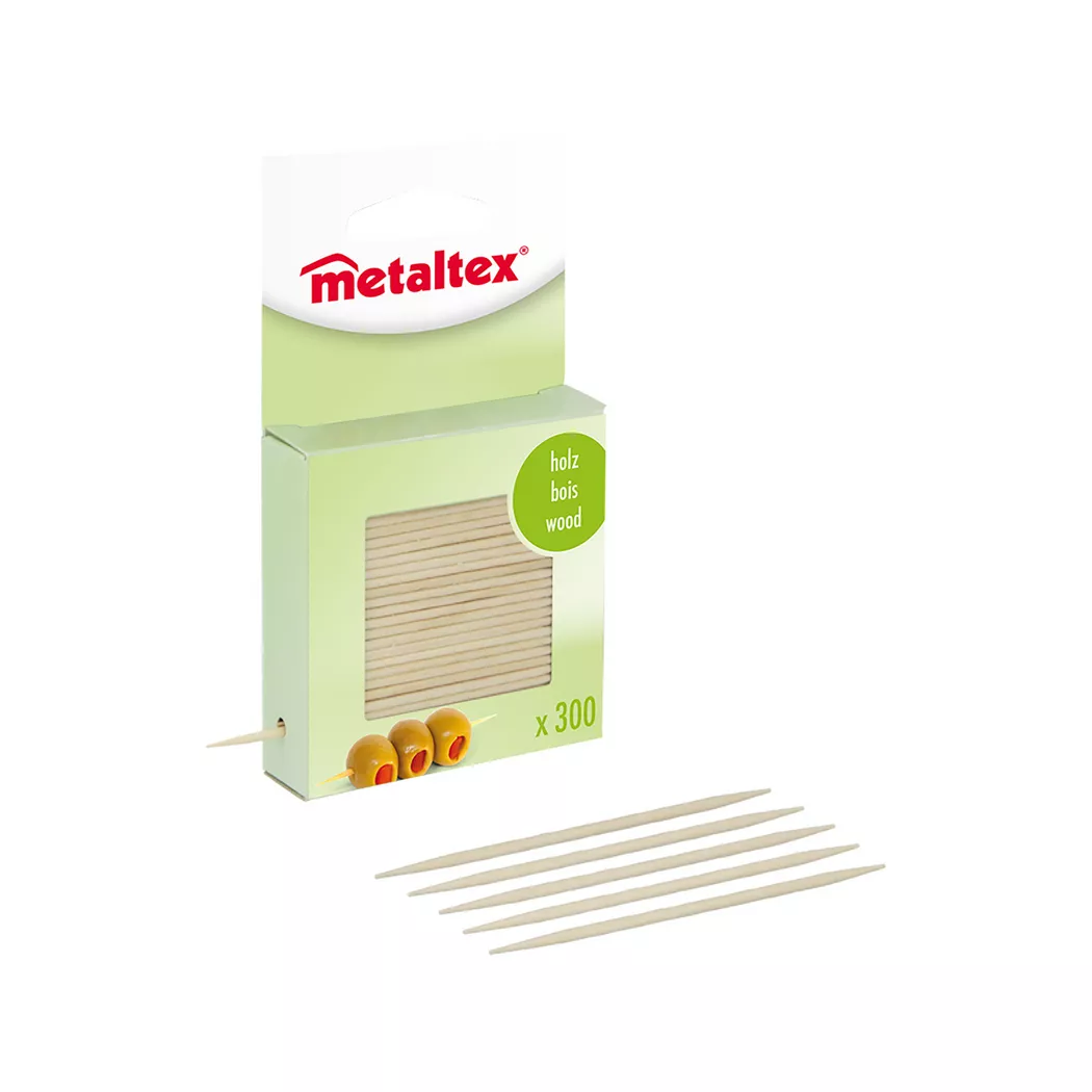 Metaltex - Zahnstocher, 300 Stück, 6.5CM, Hellbraun