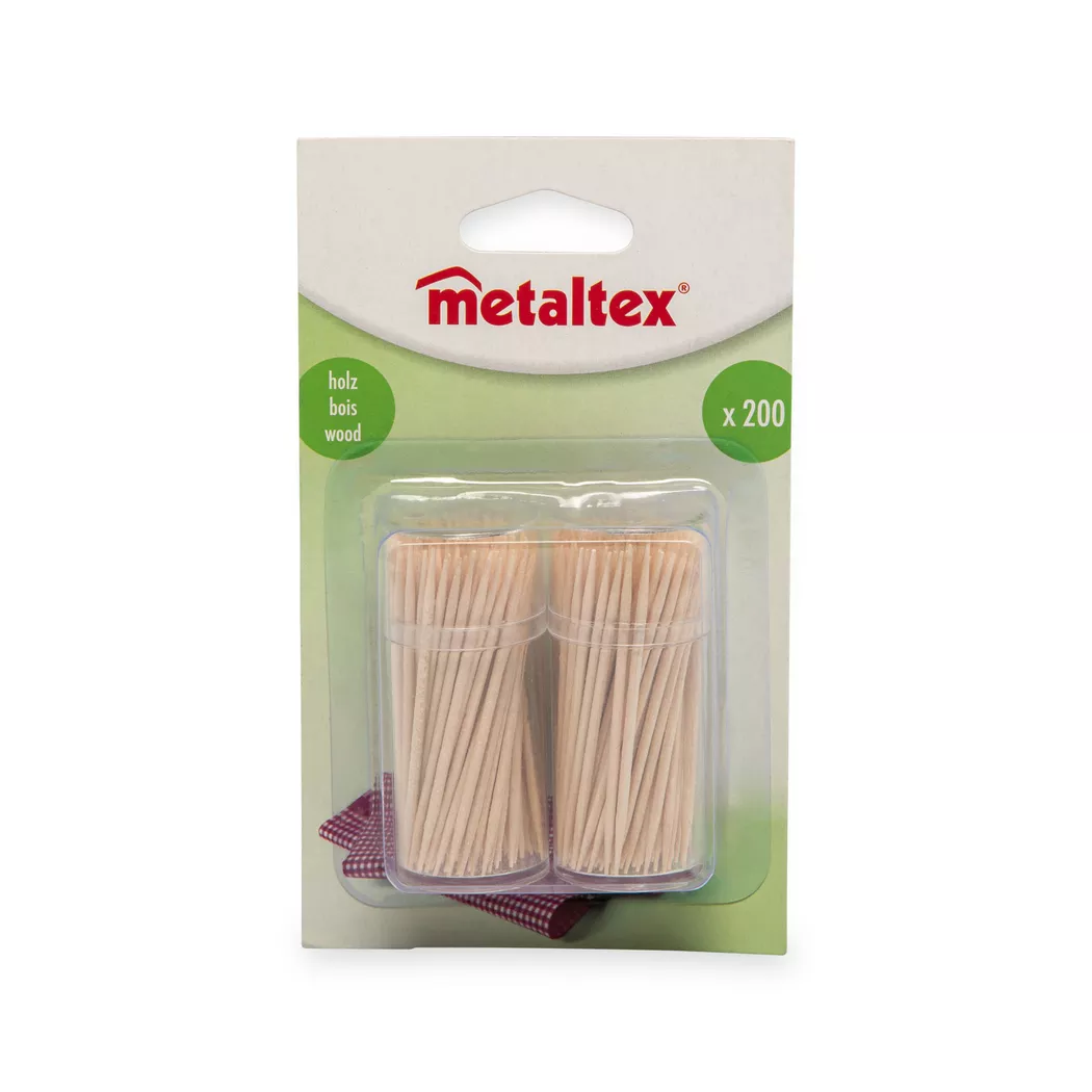 Metaltex - Zahnstocher, 200 Stück, 6.5CM, Hellbraun