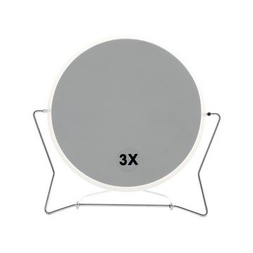 Specchio regolabile bianco con staffa in metallo