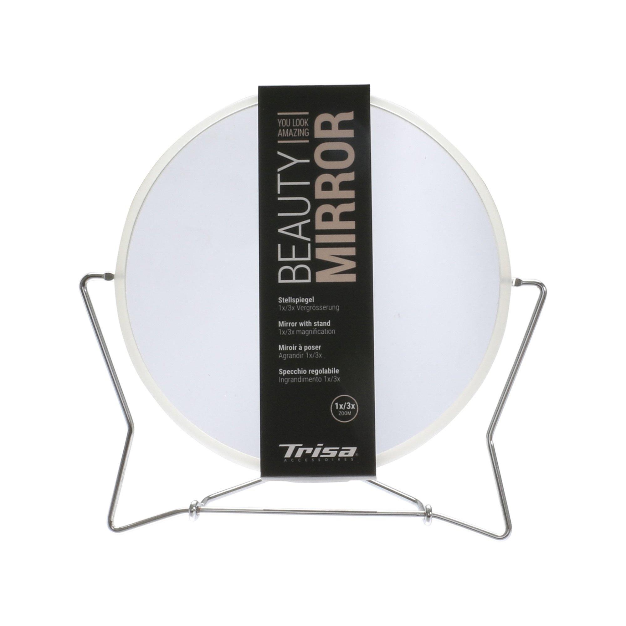 Spiegel & Necessaires  Stellspiegel weiss mit Metallbügel 