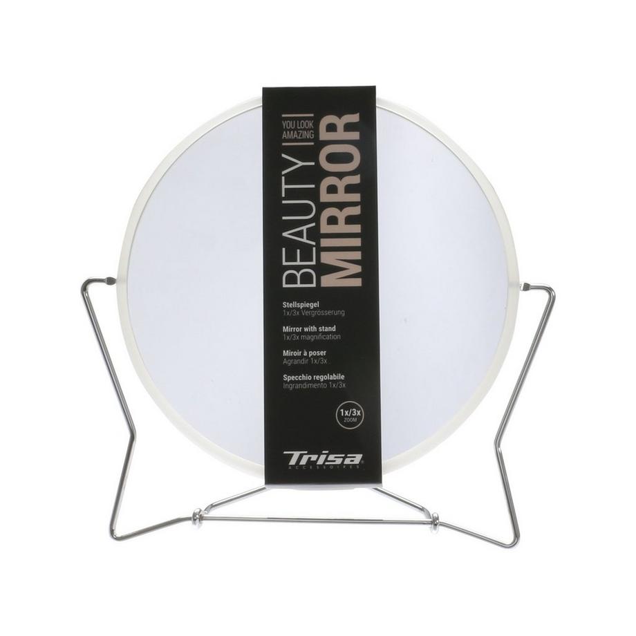 Spiegel & Necessaires  Stellspiegel weiss mit Metallbügel 