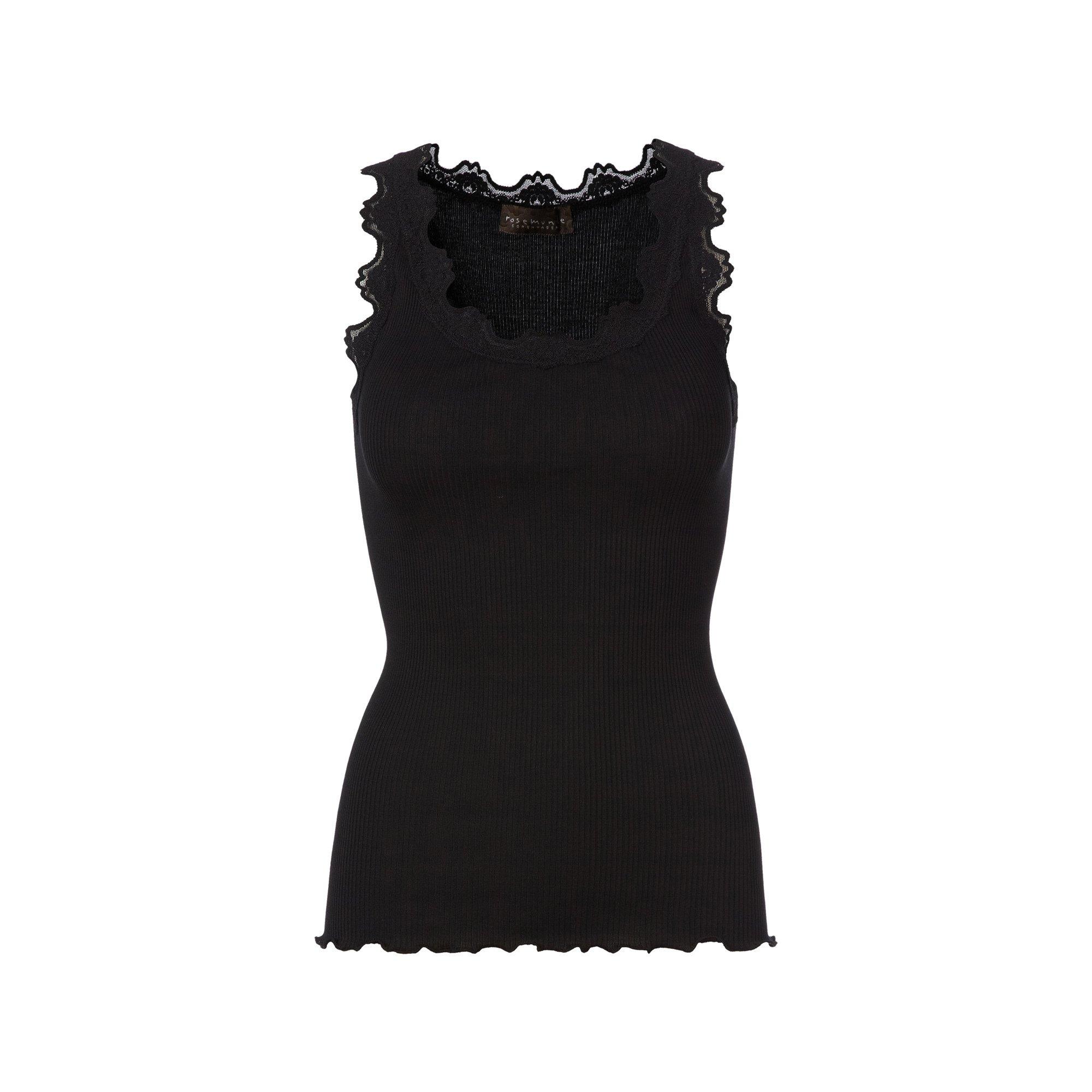 ROSEMUNDE Top côtelé avec dentelle encolure ronde  