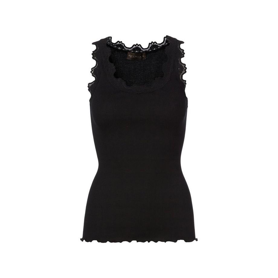 ROSEMUNDE Geripptes Top mit Spitzenbesatz Rundhals  